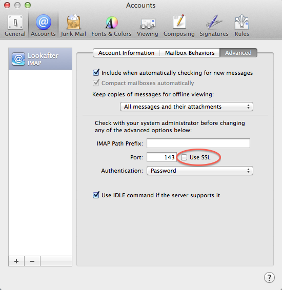 google imap settings for mac mail