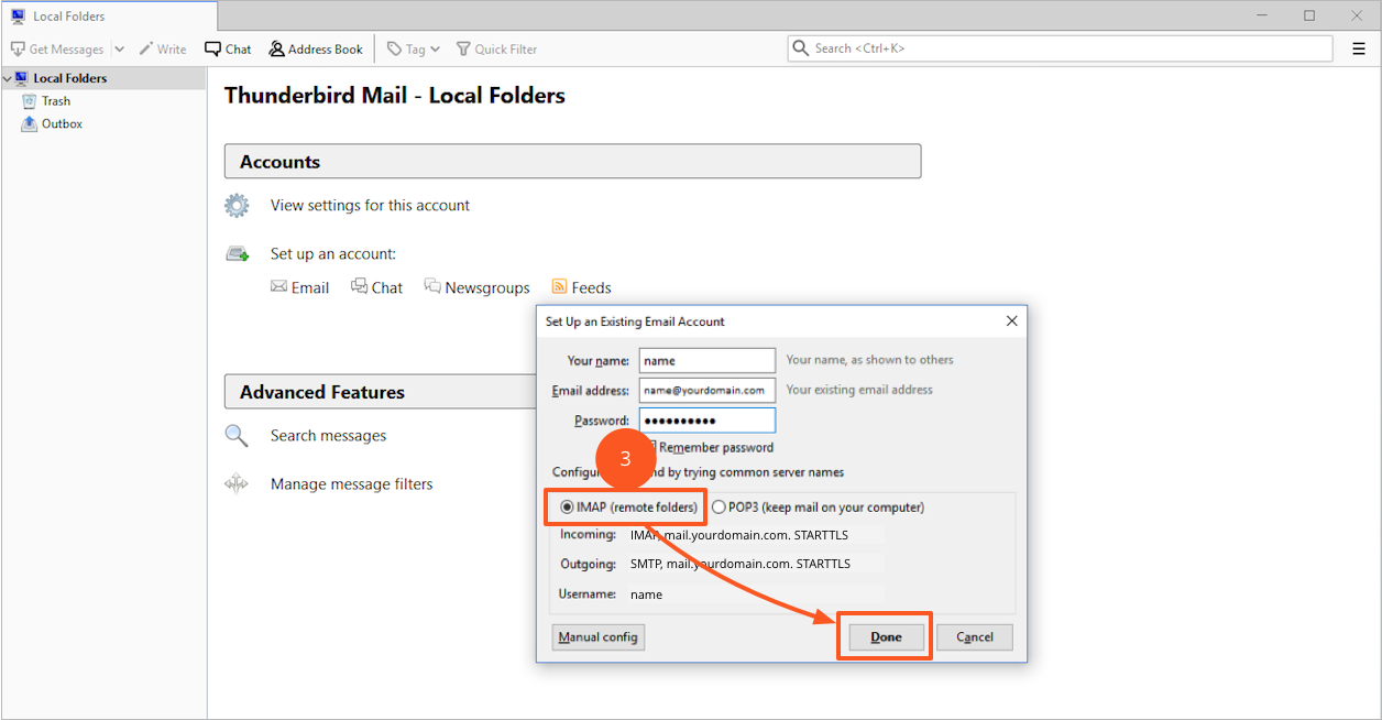 thunderbird mail account setup