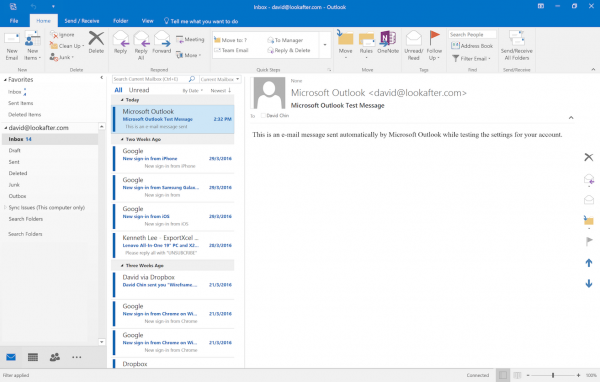 where in microsoft outlook 2016 to i find the email account servers